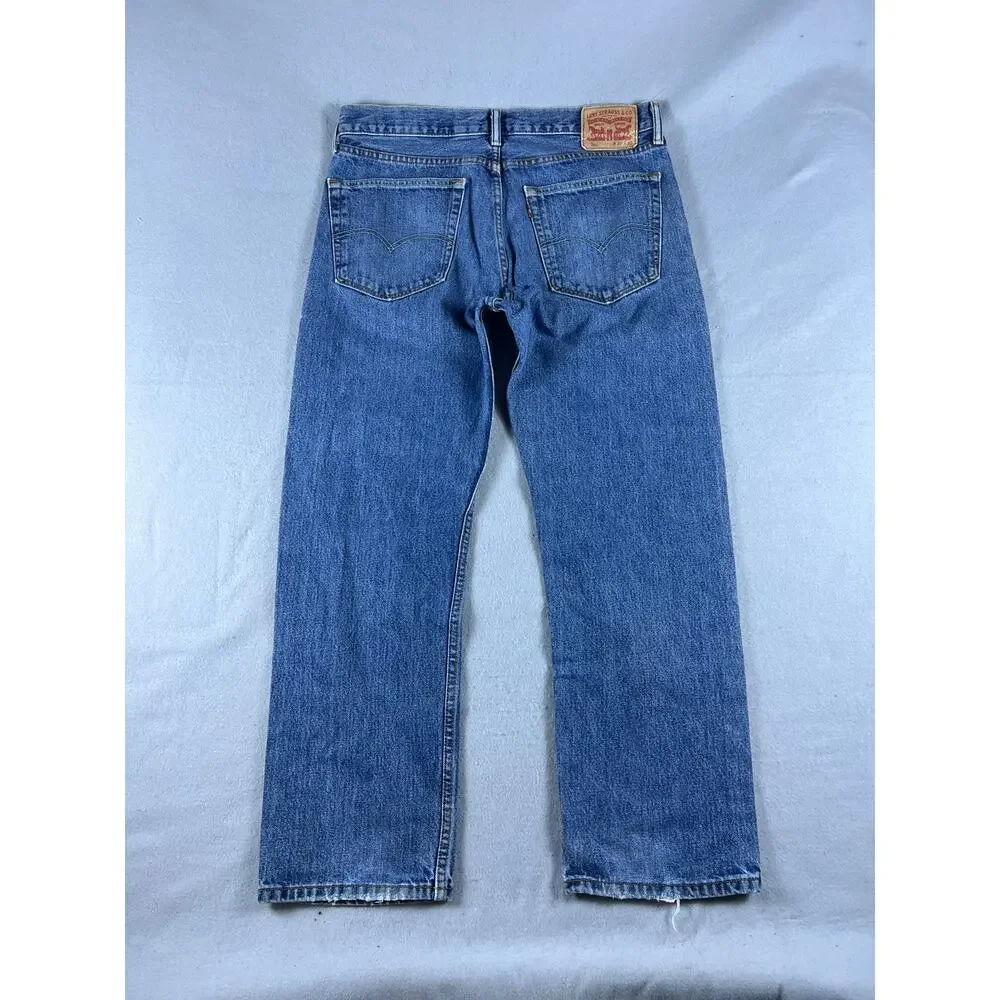 Levi's 505 Jeans Mens 36x30 Blue Regular Fit Straight Leg Medium Wash Denim